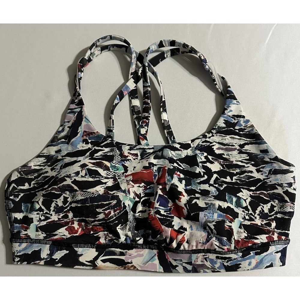 Lululemon Energy Sports Bra 10 Culture Clash Multi Black Print Medium Support